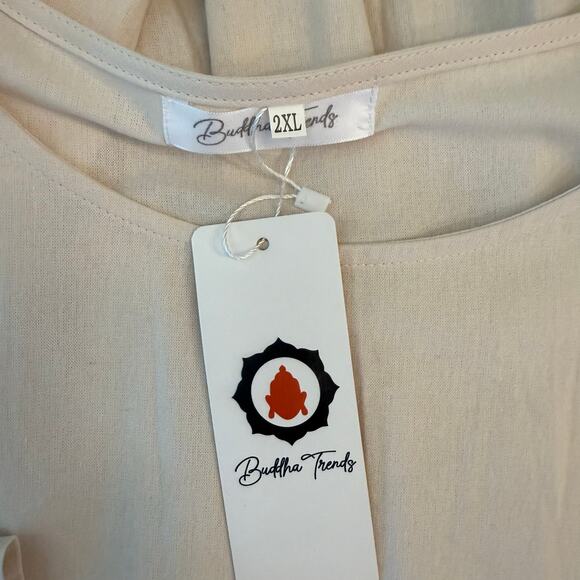 Buddha Trends Maxi Dress Size XL Mia Oversized Pleated Beige Cotton - Picture 5 of 12